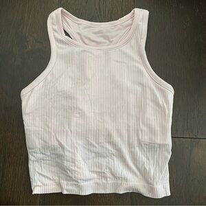 LULULEMON EBB TO STREET CROPPED TANK TOP LIGHT PINK S